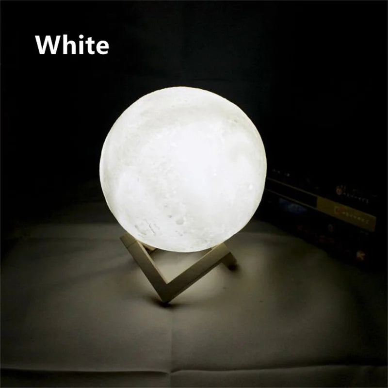 Magical 3D Printed LED Moon Lamp - Colorful Night Light for Kids - Ideal Christmas Gift in 8/10/12Cm Sizes