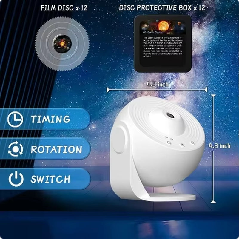 Enchanting LED Galaxy Projector Night Light - 360° Rotating Starry Sky Lamp for Kids' Rooms and Perfect Gift!