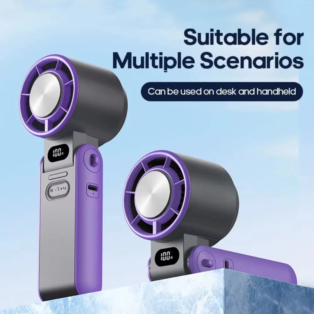 Mini Handheld Turbo Cooling Fan High-Speed Cold Air 3600Mah USB Rechargeable Cold Compress Fan Foldable Portables Desktop Fan