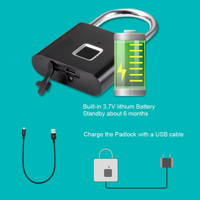 Smart Fingerprint Padlock - Ultimate Portable Anti-Theft Solution for Bags, Drawers, and Suitcases