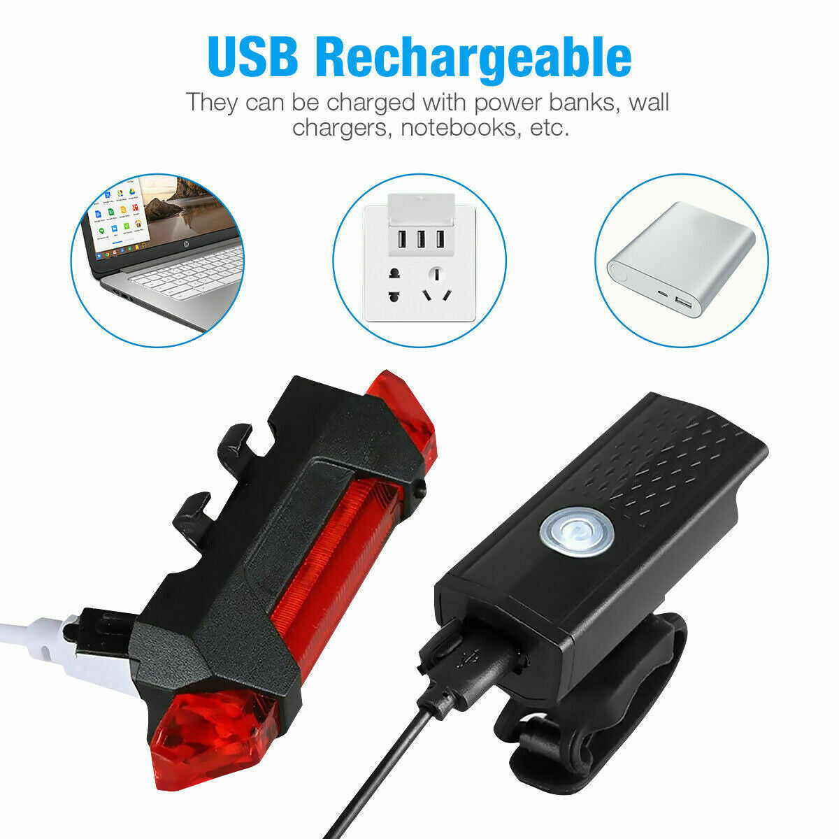 Ultimate USB Rechargeable LED Bicycle Headlight - Waterproof Front & Rear Lights for Safe Night Riding