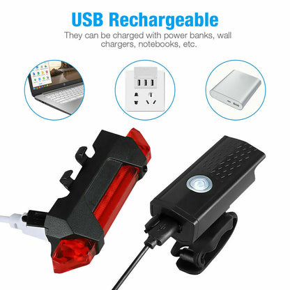 Ultimate USB Rechargeable LED Bicycle Headlight - Waterproof Front & Rear Lights for Safe Night Riding