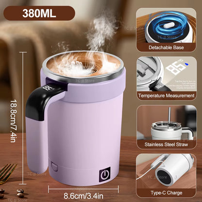 Effortless Hot Beverages: Revolutionary Rechargeable Automatic Stirring Mug with Electric Magnetic Mixer!