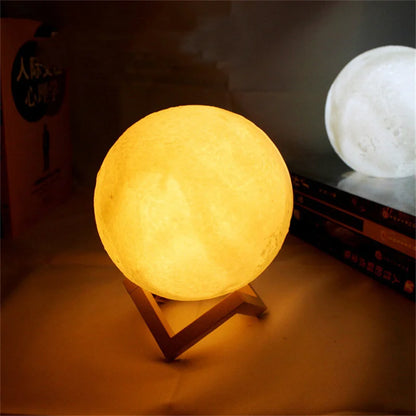 Magical 3D Printed LED Moon Lamp - Colorful Night Light for Kids - Ideal Christmas Gift in 8/10/12Cm Sizes