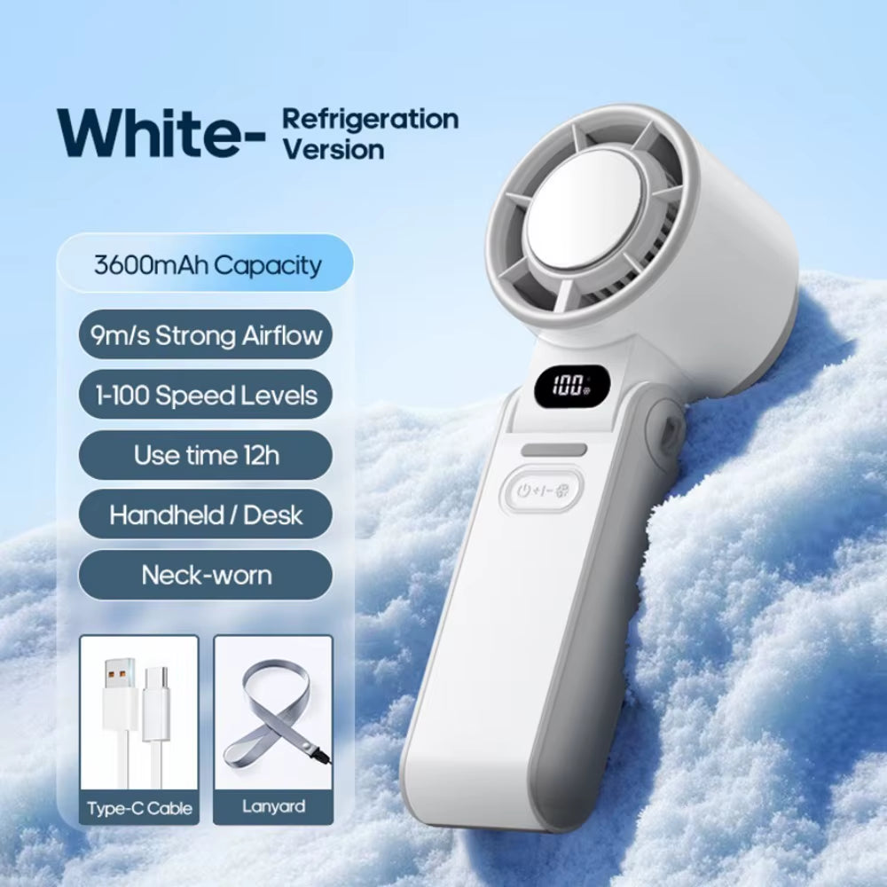 Mini Handheld Turbo Cooling Fan High-Speed Cold Air 3600Mah USB Rechargeable Cold Compress Fan Foldable Portables Desktop Fan