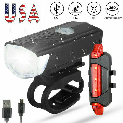 Ultimate USB Rechargeable LED Bicycle Headlight - Waterproof Front & Rear Lights for Safe Night Riding