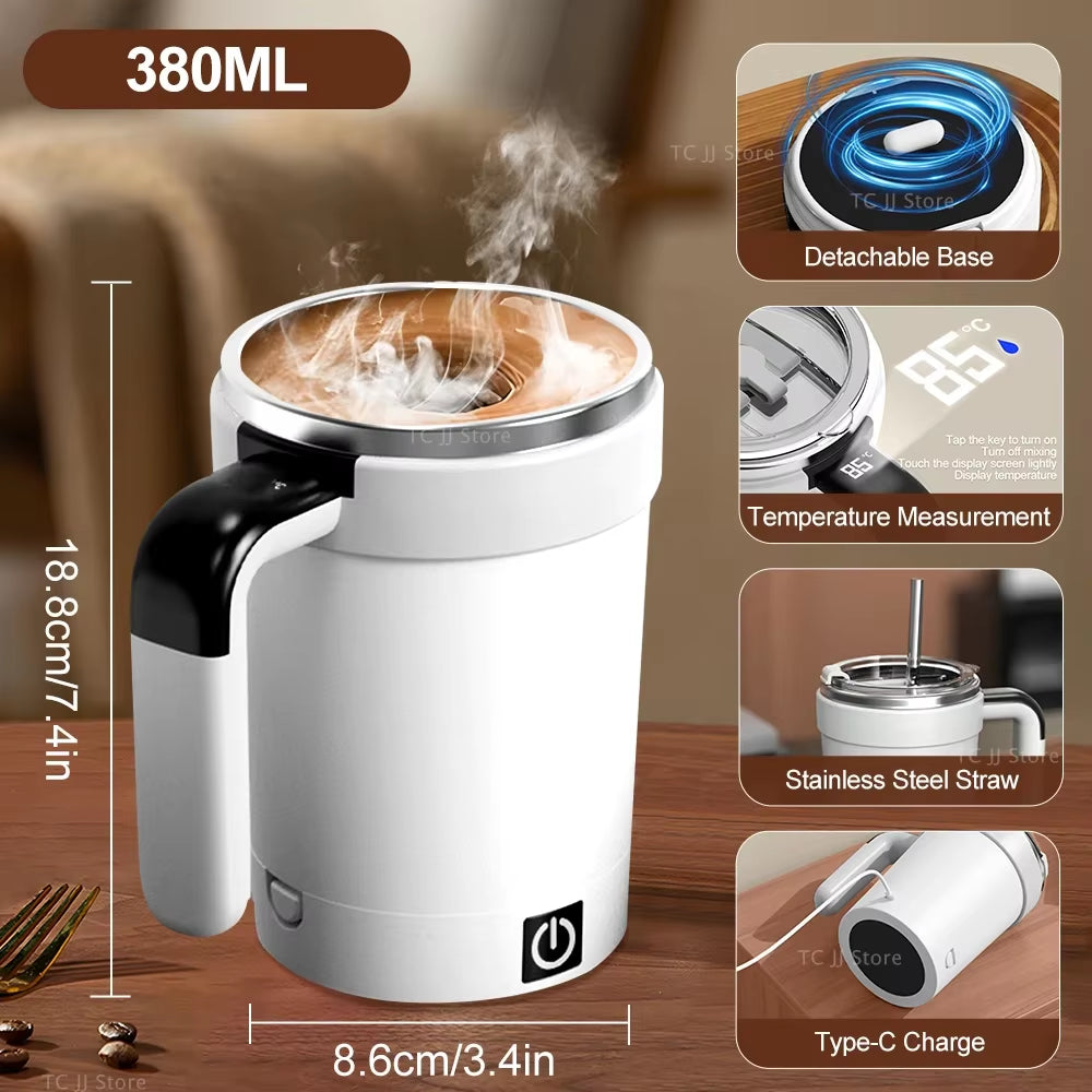 Effortless Hot Beverages: Revolutionary Rechargeable Automatic Stirring Mug with Electric Magnetic Mixer!