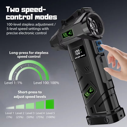 Ultra-Powerful Turbo Air Blower – High-Speed Brushless Fan with LED Lighting