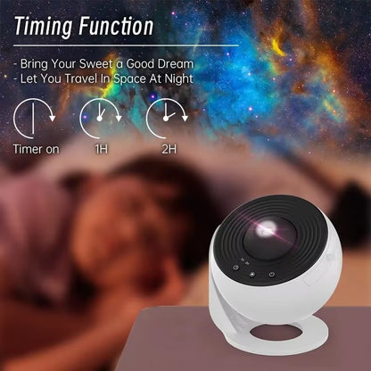 Enchanting LED Galaxy Projector Night Light - 360° Rotating Starry Sky Lamp for Kids' Rooms and Perfect Gift!