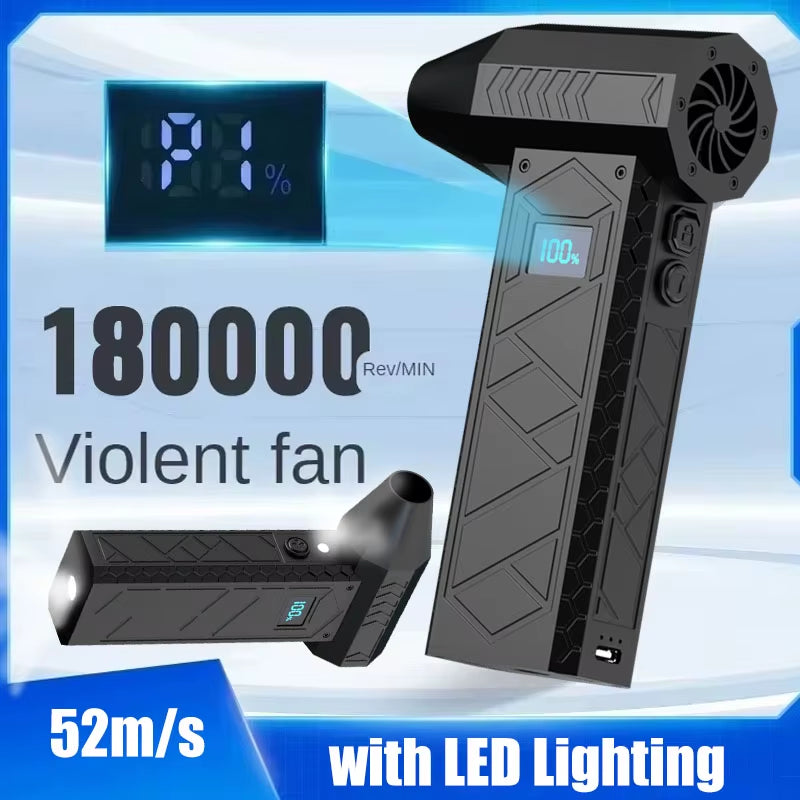 High-Speed Electric Air Blower 180,000 RPM with Digital Display - Portable Turbo Fan for Powerful Dust Removal