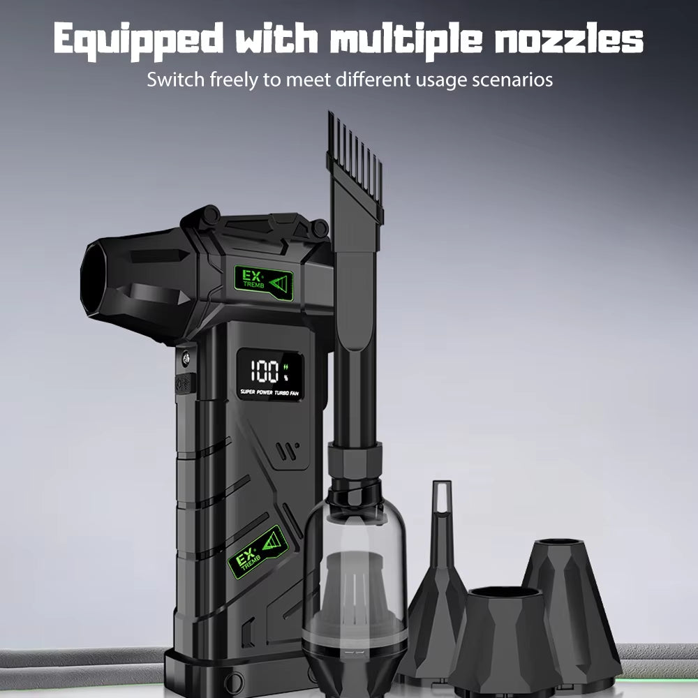 Ultra-Powerful Turbo Air Blower – High-Speed Brushless Fan with LED Lighting