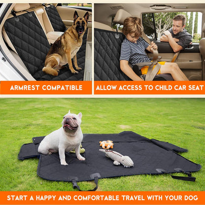 Premium Waterproof Dog Car Seat Cover - Non-Slip Protection for Cars, Trucks & SUVs - Stylish Black Design with Middle Armrest Fit