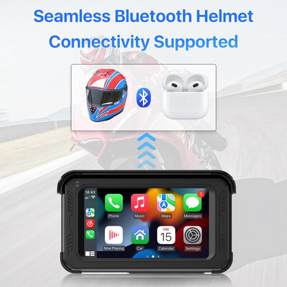 Revolutionary Motorcycle DVR Dash Cam - HD 1080P, Wireless Carplay & Android Auto, TPMS, GPS, G-Sensor, 5" Touch Screen, Waterproof & Bluetooth Enabled - MT02