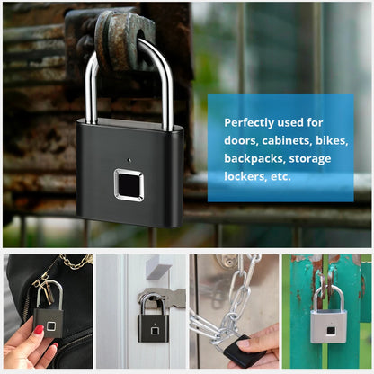 Smart Waterproof Fingerprint Padlock - Keyless Security Lock for Home, Rechargeable Type C