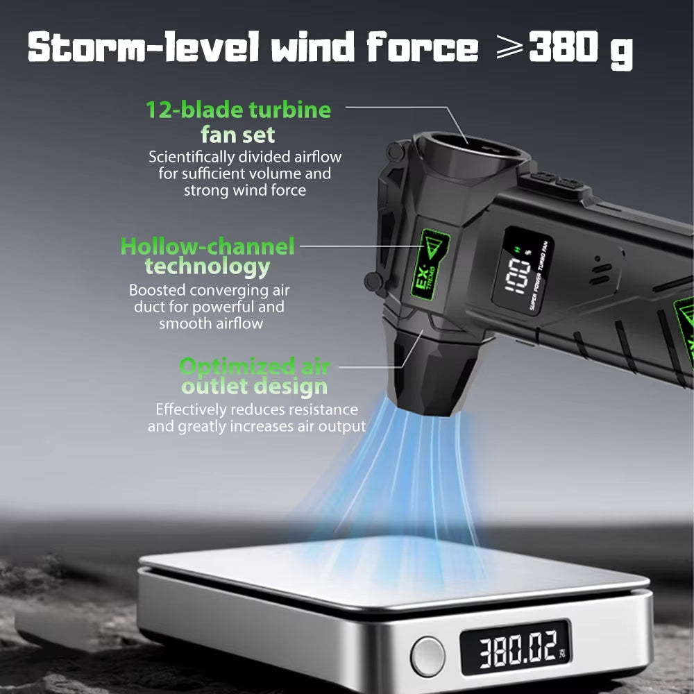 Ultra-Powerful Turbo Air Blower – High-Speed Brushless Fan with LED Lighting