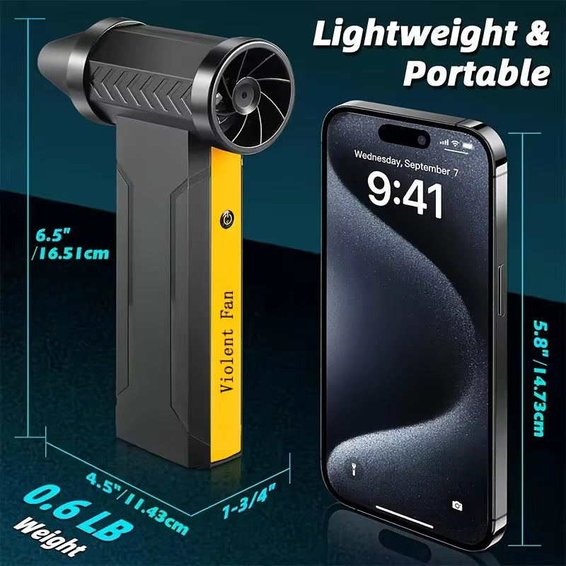 High-Speed 800,000RPM USB Rechargeable Turbo Air Blower - Powerful Brushless Motor Dust Removal Fan