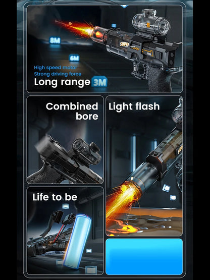 LED Electric Water Gun with Automatic Sensor Lights – Powerful Water Blaster for Kids, Teens & Adults | Summer Outdoor Beach Toy