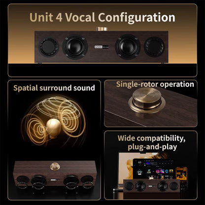 C02 Retro Multimedia Bluetooth Speaker - Wired & Wireless Dual-Mode Subwoofer for TV, Computer & Mobile Devices