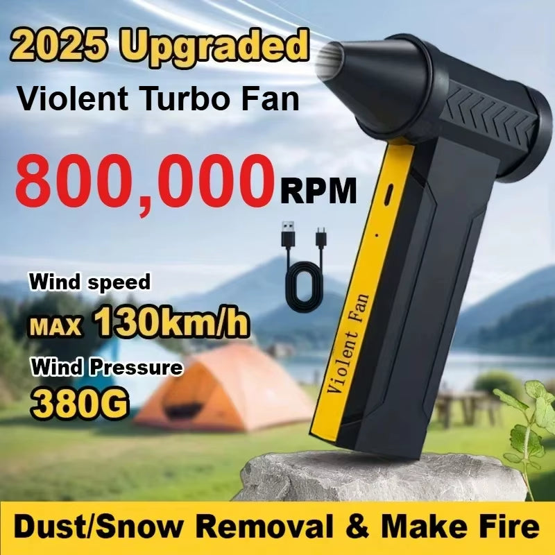 High-Speed 800,000RPM USB Rechargeable Turbo Air Blower - Powerful Brushless Motor Dust Removal Fan