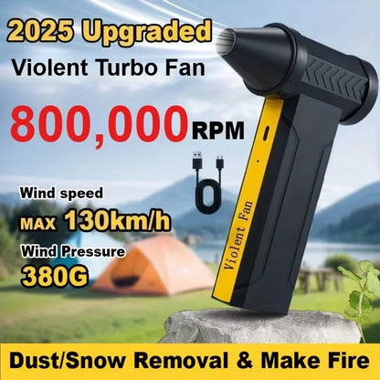 High-Speed 800,000RPM USB Rechargeable Turbo Air Blower - Powerful Brushless Motor Dust Removal Fan