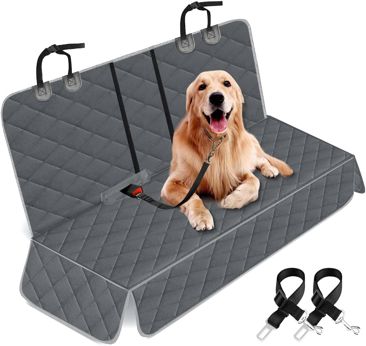 Premium Waterproof Dog Car Seat Cover - Non-Slip Protection for Cars, Trucks & SUVs - Stylish Black Design with Middle Armrest Fit