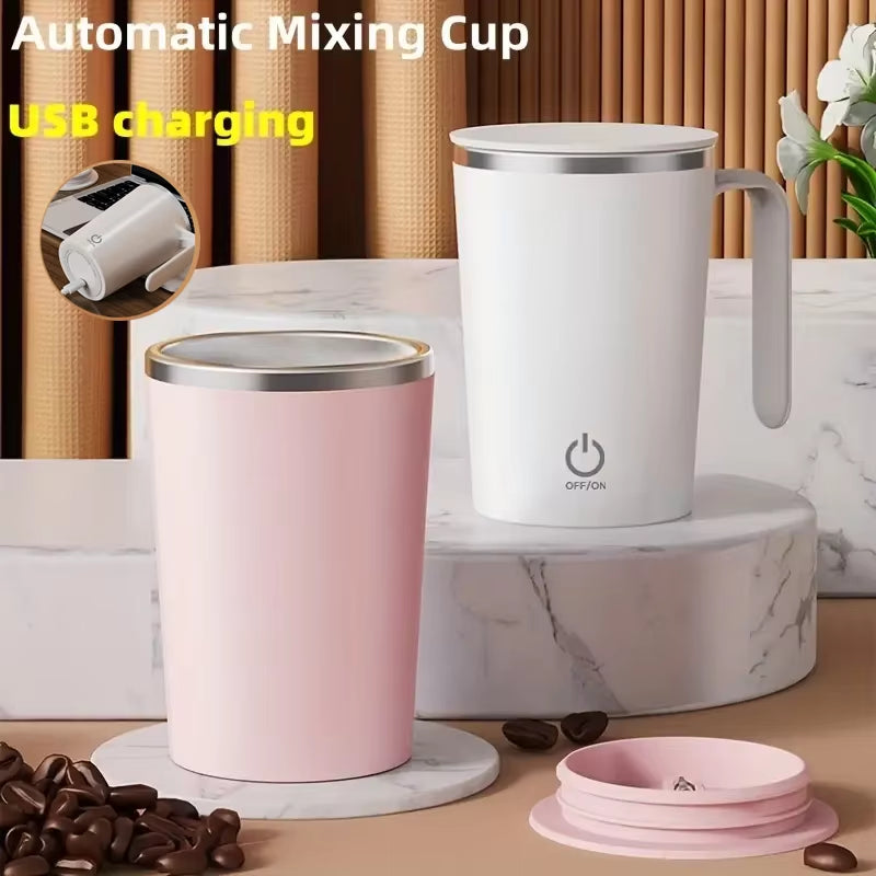 Rechargeable 400ml Automatic Stirring Mug - Portable Electric Stainless Steel Coffee Mixer for Effortless Blending