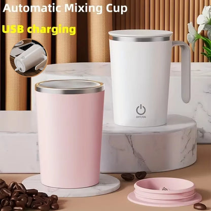 Rechargeable 400ml Automatic Stirring Mug - Portable Electric Stainless Steel Coffee Mixer for Effortless Blending