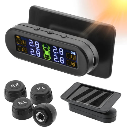 Solar-Powered Tire Pressure Monitoring System with Temperature Alerts - External Battery Version for Cars