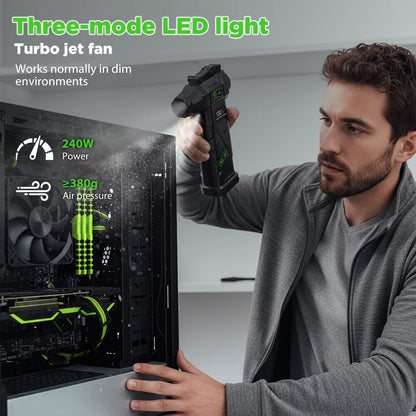 Ultra-Powerful Turbo Air Blower – High-Speed Brushless Fan with LED Lighting