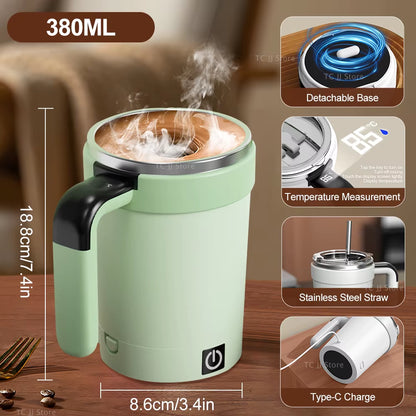 Effortless Hot Beverages: Revolutionary Rechargeable Automatic Stirring Mug with Electric Magnetic Mixer!