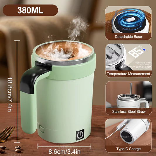 Effortless Hot Beverages: Revolutionary Rechargeable Automatic Stirring Mug with Electric Magnetic Mixer!