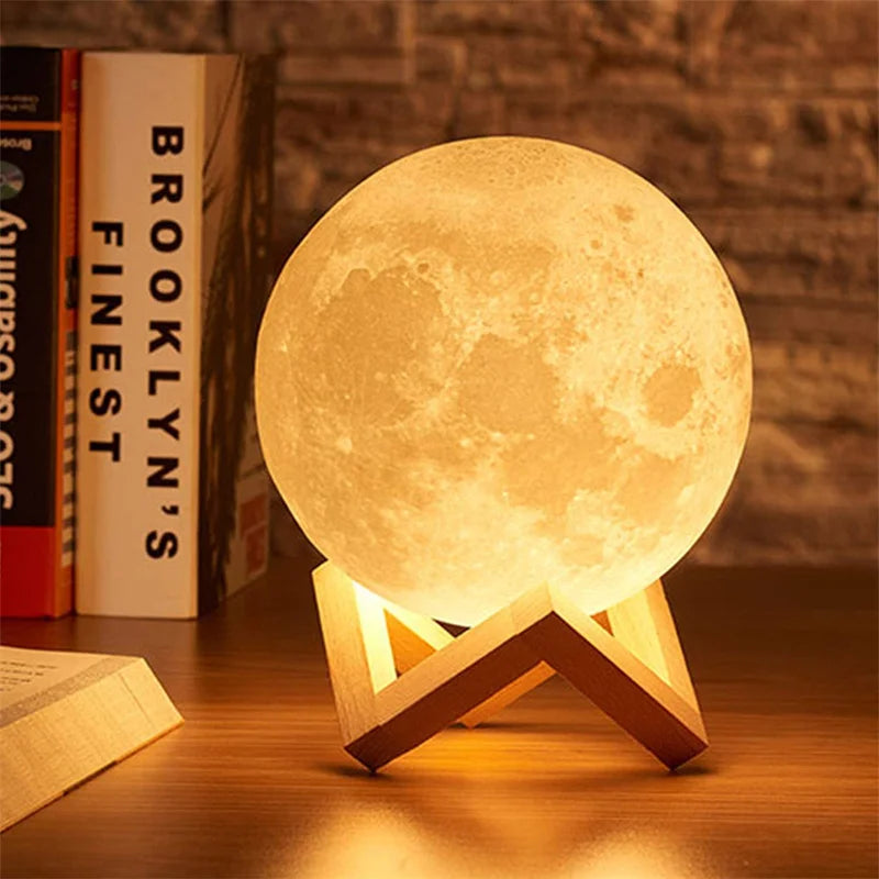 Magical 3D Printed LED Moon Lamp - Colorful Night Light for Kids - Ideal Christmas Gift in 8/10/12Cm Sizes