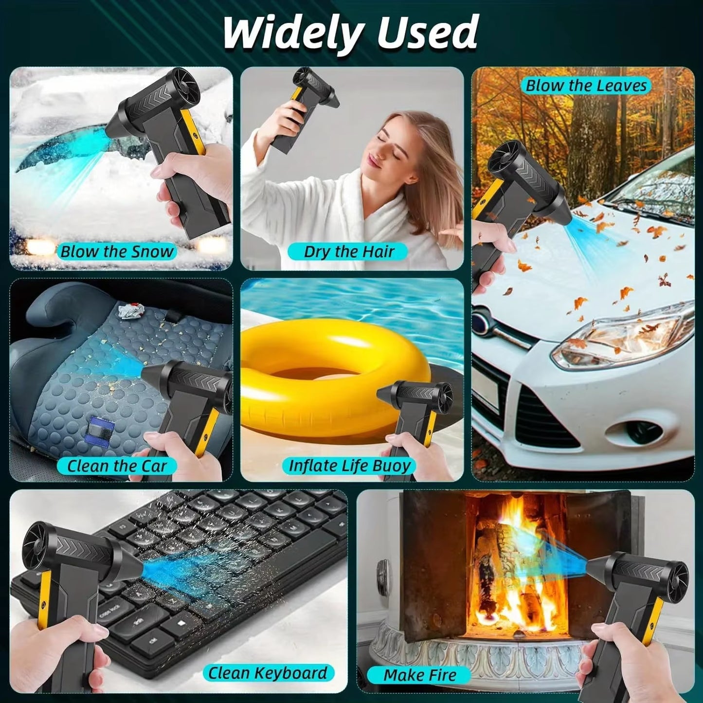 High-Speed 800,000RPM USB Rechargeable Turbo Air Blower - Powerful Brushless Motor Dust Removal Fan