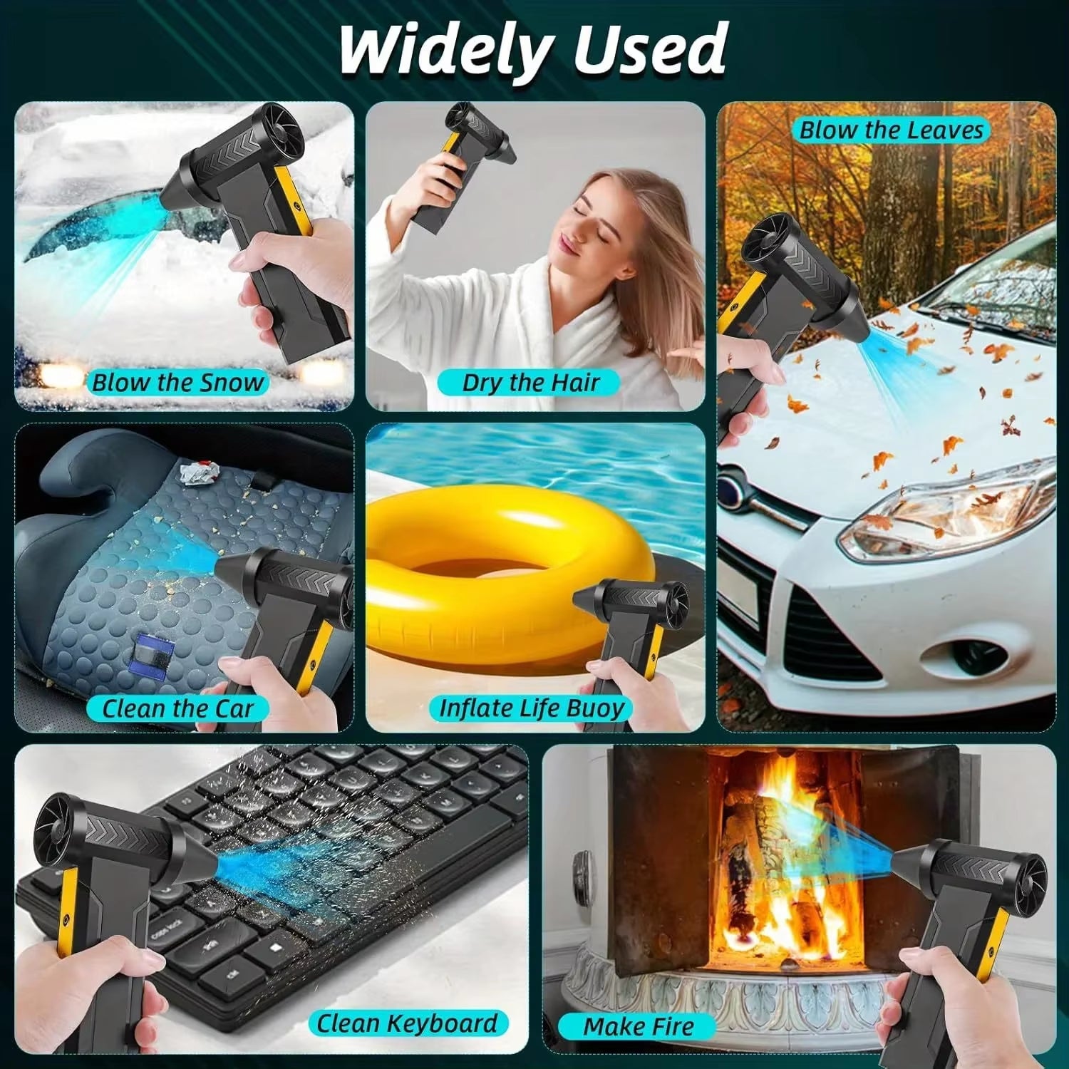 High-Speed 800,000RPM USB Rechargeable Turbo Air Blower - Powerful Brushless Motor Dust Removal Fan