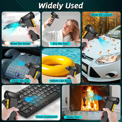 High-Speed 800,000RPM USB Rechargeable Turbo Air Blower - Powerful Brushless Motor Dust Removal Fan
