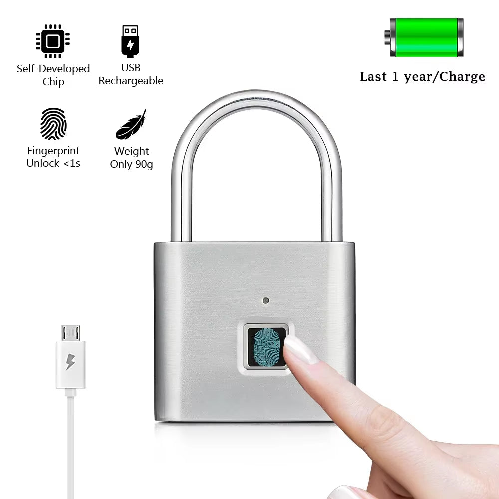 Smart Fingerprint Padlock - Ultimate Portable Anti-Theft Solution for Bags, Drawers, and Suitcases