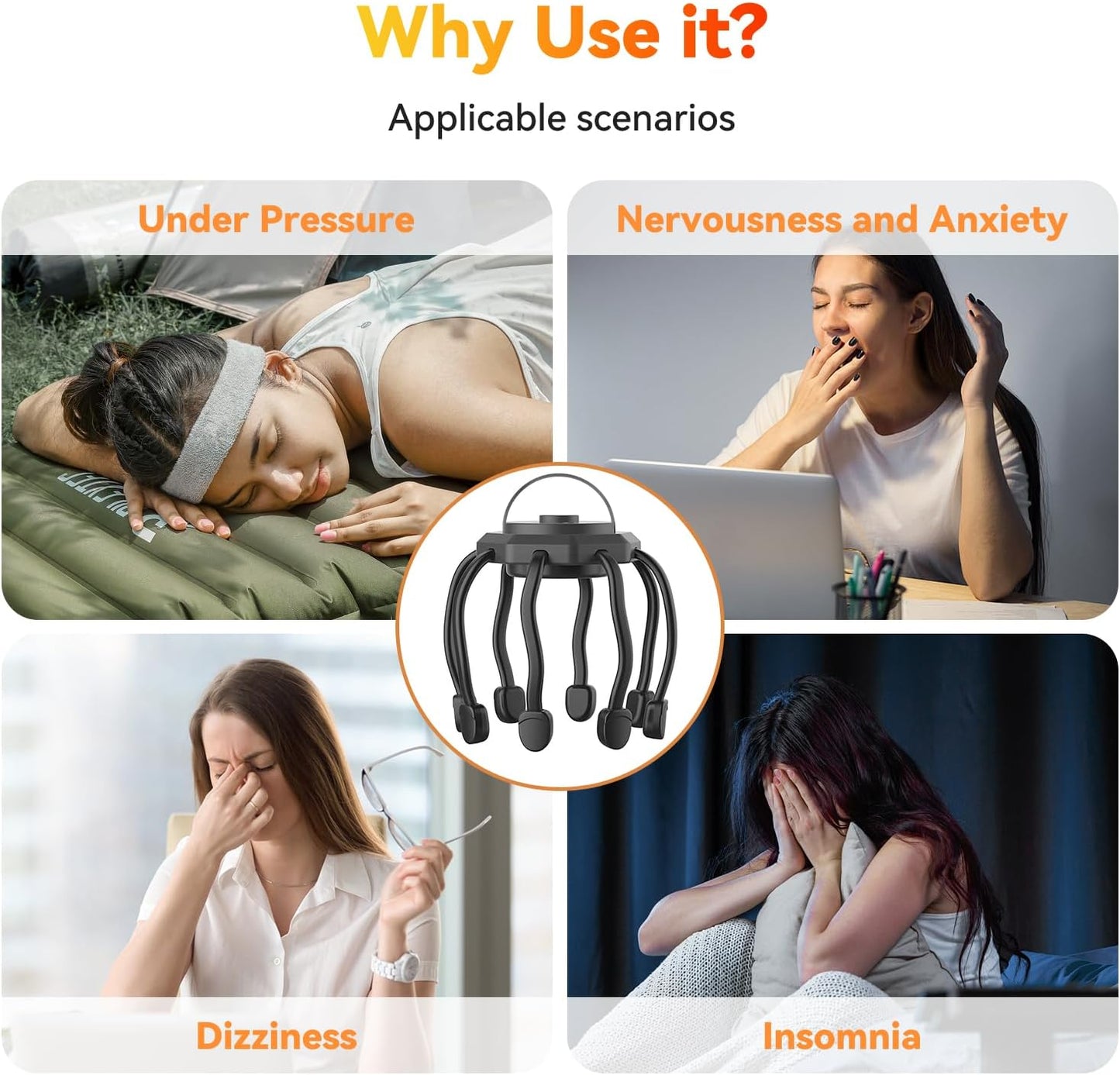 Ultimate Cordless 360° Electric Scalp Massager - Experience Revitalizing Relaxation with 3 Soothing Modes!