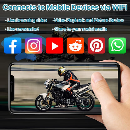 Revolutionary Motorcycle DVR Dash Cam - HD 1080P, Wireless Carplay & Android Auto, TPMS, GPS, G-Sensor, 5" Touch Screen, Waterproof & Bluetooth Enabled - MT02