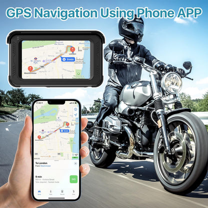 Revolutionary Motorcycle DVR Dash Cam - HD 1080P, Wireless Carplay & Android Auto, TPMS, GPS, G-Sensor, 5" Touch Screen, Waterproof & Bluetooth Enabled - MT02