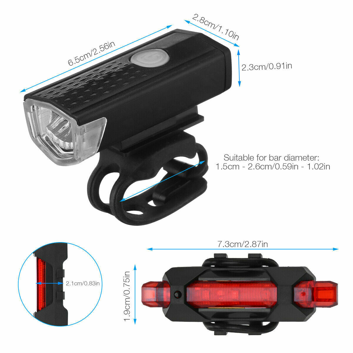 Ultimate USB Rechargeable LED Bicycle Headlight - Waterproof Front & Rear Lights for Safe Night Riding